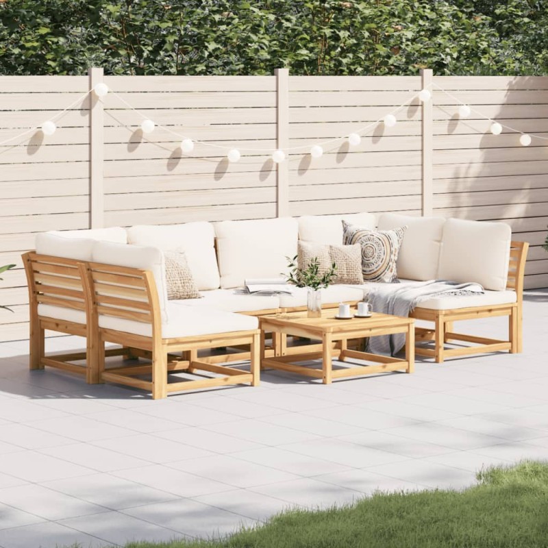 vidaXL Juego de muebles jardín 7 pzas con cojines madera maciza acacia vidaXL Juego de muebles jardín 7 pzas con cojines madera maciza acacia