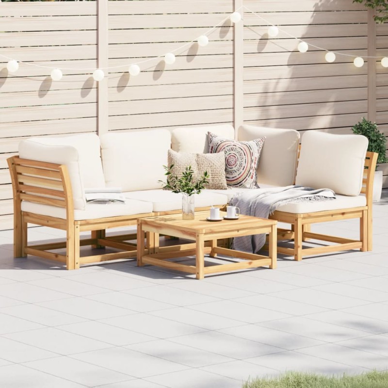 vidaXL Juego de muebles jardín 5 pzas con cojines madera maciza acacia vidaXL Juego de muebles jardín 5 pzas con cojines madera maciza acacia