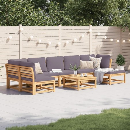 vidaXL Juego de muebles jardín 8 pzas con cojines madera maciza acacia