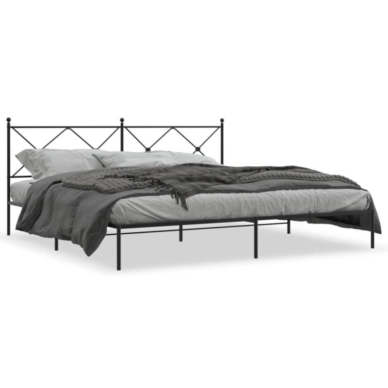 vidaXL Estructura de cama con cabecero metal negro 193x203 cm vidaXL Estructura de cama con cabecero metal negro 193x203 cm