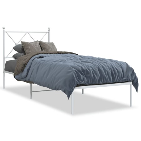vidaXL Estructura de cama de metal con cabecero blanco 75x190 cm