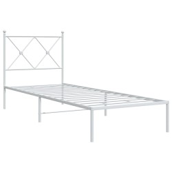 vidaXL Estructura de cama de metal con cabecero blanco 75x190 cm