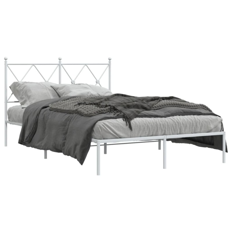 vidaXL Estructura de cama de metal con cabecero blanca 120x190 cm vidaXL Estructura de cama de metal con cabecero blanca 120x190 cm