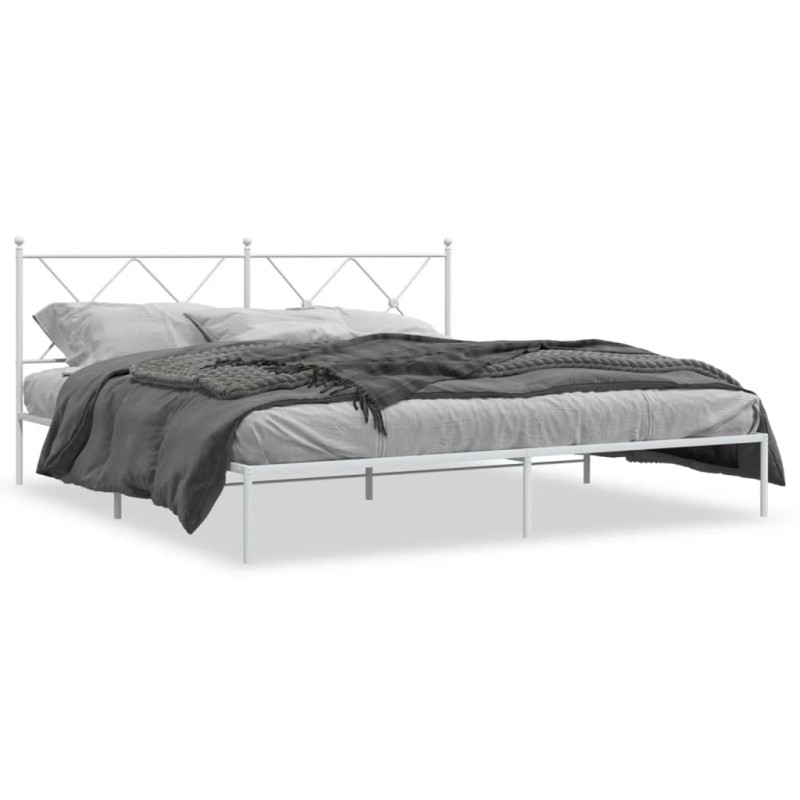 vidaXL Estructura de cama de metal con cabecero blanco 180x200 cm vidaXL Estructura de cama de metal con cabecero blanco 180x200 cm