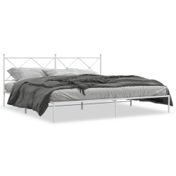 vidaXL Estructura de cama de metal con cabecero blanco 193x203 cm