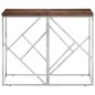 vidaXL Mesa consola acero inoxidable madera maciza traviesa plateado