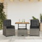 vidaXL Sillas y mesita de jardín con cojines 3 piezas ratán PE gris vidaXL Sillas y mesita de jardín con cojines 3 piezas ratán PE gris