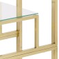 vidaXL Mesa consola acero inoxidable dorado y vidrio templado vidaXL Mesa consola acero inoxidable dorado y vidrio templado
