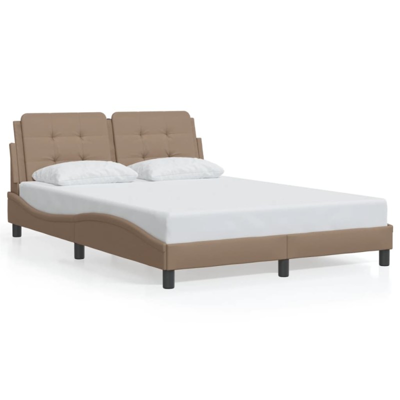 vidaXL Estructura de cama cabecero cuero sintético capuchino 140x190cm