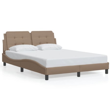 vidaXL Estructura de cama cabecero cuero sintético capuchino 140x190cm