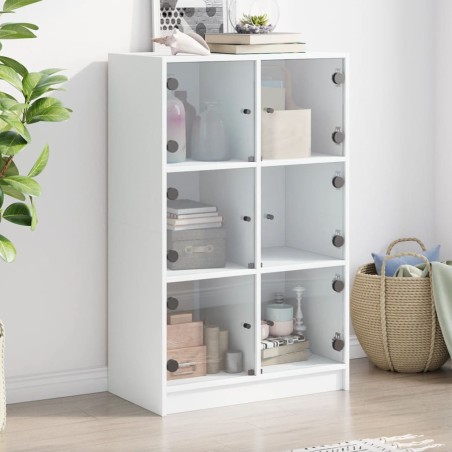 vidaXL Aparador alto con puertas madera ingeniería blanco 68x37x109 cm
