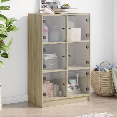 vidaXL Aparador alto con puertas madera roble Sonoma 68x37x109 cm
