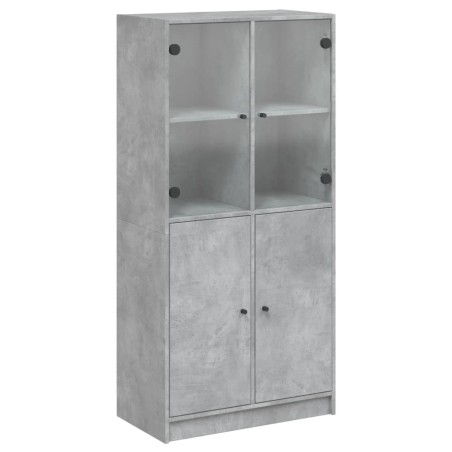 vidaXL Aparador alto con puertas madera gris hormigón 68x37x142 cm