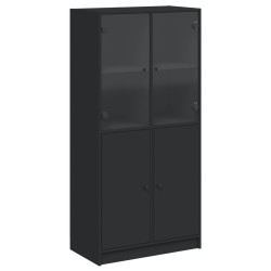 vidaXL Aparador alto con puertas madera ingeniería negro 68x37x142 cm