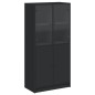 vidaXL Aparador alto con puertas madera ingeniería negro 68x37x142 cm vidaXL Aparador alto con puertas madera ingeniería negro 68x37x142 cm