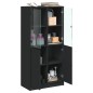 vidaXL Aparador alto con puertas madera ingeniería negro 68x37x142 cm vidaXL Aparador alto con puertas madera ingeniería negro 68x37x142 cm