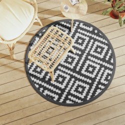 vidaXL Alfombra de exterior PP blanco y negro Ø120 cm