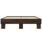 vidaXL Estructura cama madera ingeniería metal marrón roble 140x200 cm vidaXL Estructura cama madera ingeniería metal marrón roble 140x200 cm