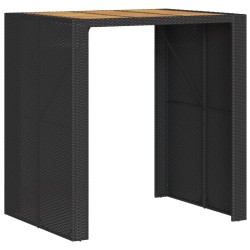 vidaXL Mesa de jardín superficie de madera ratán PE negro 105x80x110cm