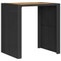 vidaXL Mesa de jardín superficie de madera ratán PE negro 105x80x110cm vidaXL Mesa de jardín superficie de madera ratán PE negro 105x80x110cm