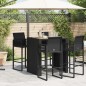 vidaXL Mesa de jardín superficie de madera ratán PE negro 105x80x110cm vidaXL Mesa de jardín superficie de madera ratán PE negro 105x80x110cm