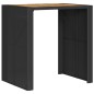 vidaXL Mesa de jardín superficie de madera ratán PE negro 105x80x110cm vidaXL Mesa de jardín superficie de madera ratán PE negro 105x80x110cm