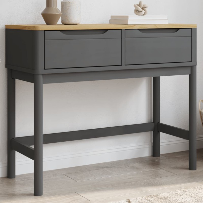 vidaXL Mesa consola FLORO madera maciza de pino gris 89,5x36,5x73 cm vidaXL Mesa consola FLORO madera maciza de pino gris 89,5x36,5x73 cm