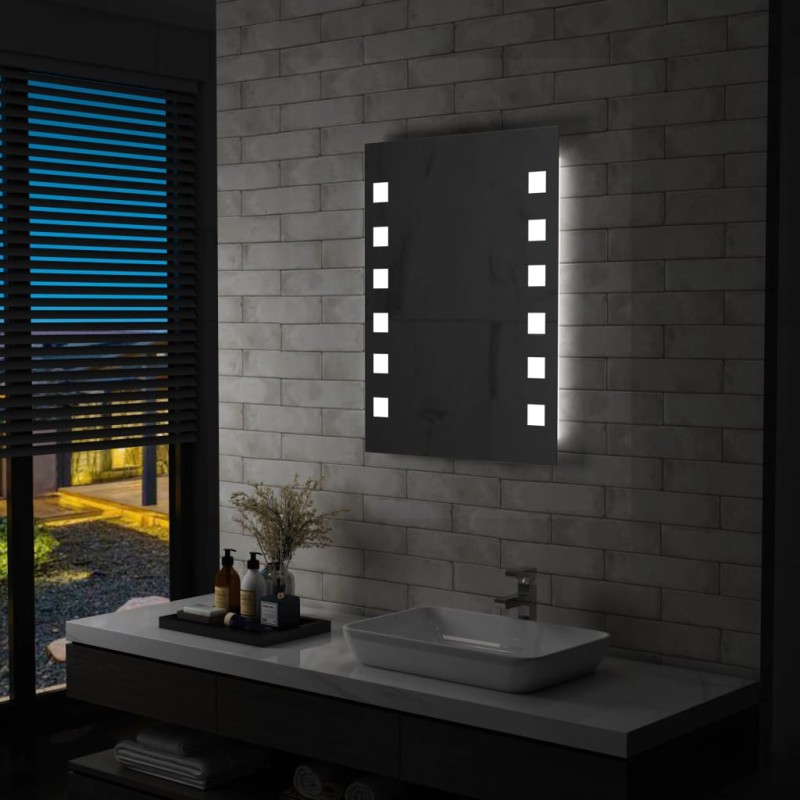 vidaXL Espejo de pared de baño con LED 60x80 cm vidaXL Espejo de pared de baño con LED 60x80 cm