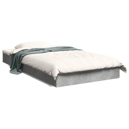 vidaXL Estructura de cama madera de ingeniería gris hormigón 100x200cm