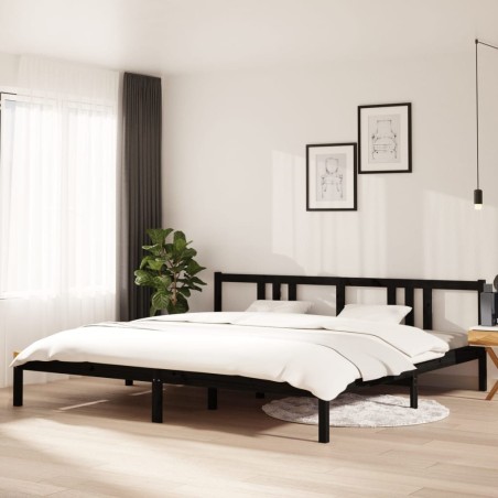 vidaXL Estructura de cama de madera maciza negro 200x200 cm