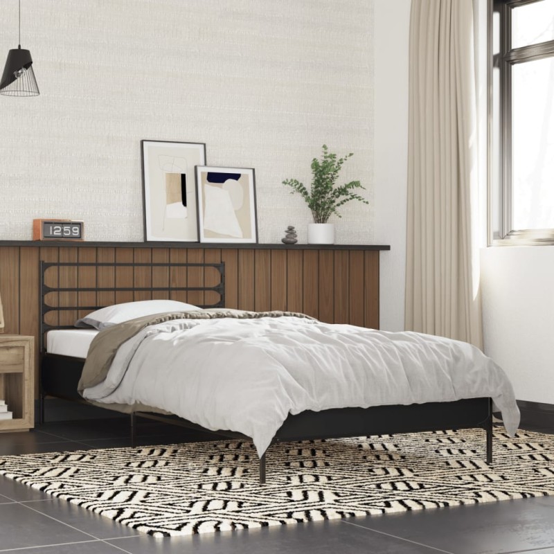 vidaXL Estructura de cama madera de ingeniería y metal negra 75x190 cm vidaXL Estructura de cama madera de ingeniería y metal negra 75x190 cm