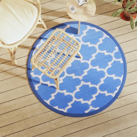 vidaXL Alfombra de exterior PP azul Ø120 cm