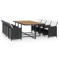vidaXL Set comedor de jardín 13 piezas y cojines ratán sintético negro vidaXL Set comedor de jardín 13 piezas y cojines ratán sintético negro