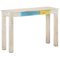 vidaXL Mesa consola de madera de mango rugosa blanca 115x35x77 cm