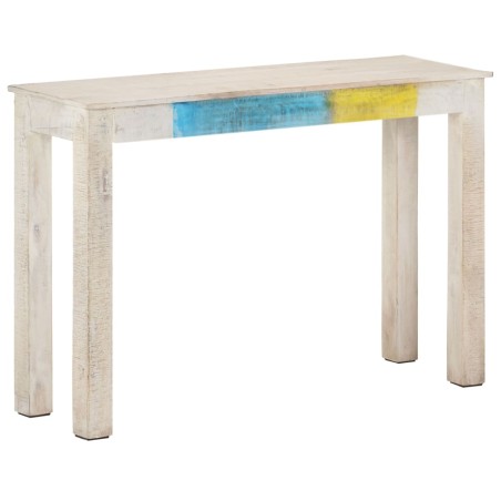 vidaXL Mesa consola de madera de mango rugosa blanca 115x35x77 cm