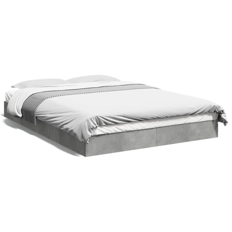vidaXL Estructura de cama madera de ingeniería gris hormigón 120x190cm