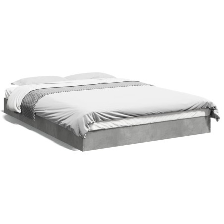 vidaXL Estructura de cama madera de ingeniería gris hormigón 120x190cm