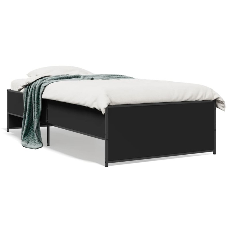 vidaXL Estructura de cama madera de ingeniería y metal negro 90x200 cm vidaXL Estructura de cama madera de ingeniería y metal negro 90x200 cm