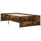 vidaXL Estructura cama madera ingeniería metal roble ahumado 90x190 cm vidaXL Estructura cama madera ingeniería metal roble ahumado 90x190 cm