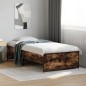 vidaXL Estructura cama madera ingeniería metal roble ahumado 90x190 cm vidaXL Estructura cama madera ingeniería metal roble ahumado 90x190 cm