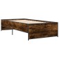 vidaXL Estructura cama madera ingeniería metal roble ahumado 90x190 cm vidaXL Estructura cama madera ingeniería metal roble ahumado 90x190 cm