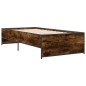 vidaXL Estructura cama madera ingeniería metal roble ahumado 90x200 cm vidaXL Estructura cama madera ingeniería metal roble ahumado 90x200 cm