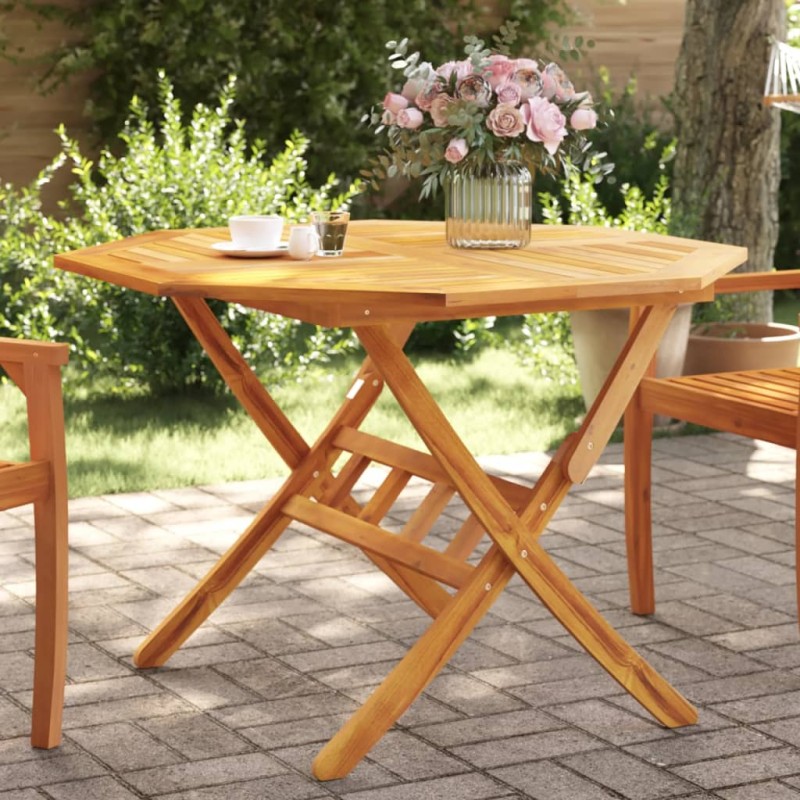 vidaXL Mesa de jardín plegable madera maciza de acacia Ø110x75 cm vidaXL Mesa de jardín plegable madera maciza de acacia Ø110x75 cm