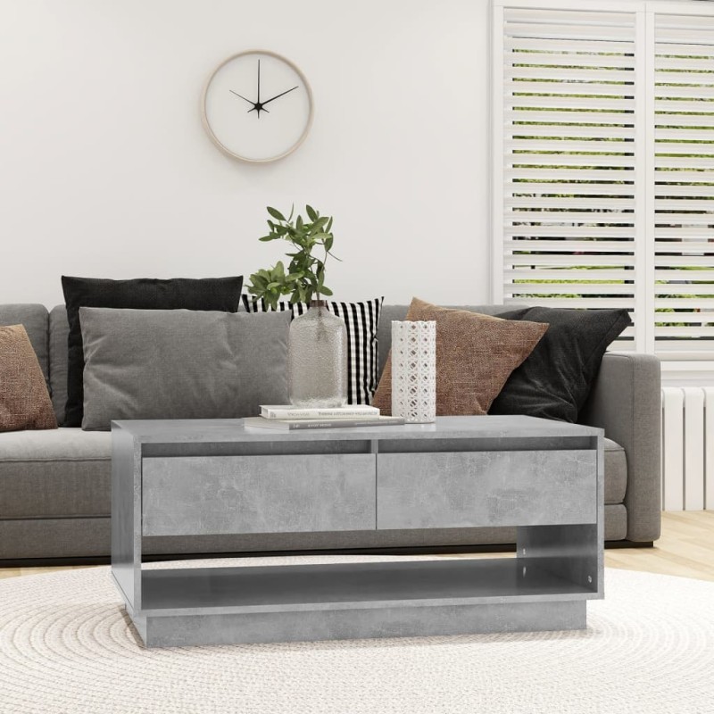 vidaXL Mesa de centro madera contrachapada gris hormigón 102,5x55x44cm vidaXL Mesa de centro madera contrachapada gris hormigón 102,5x55x44cm