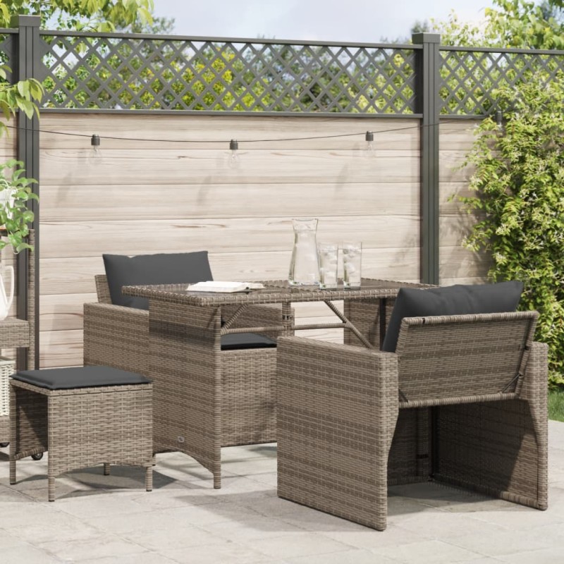 vidaXL Set de sofás de jardín 4 pzas y cojines ratán sintético gris vidaXL Set de sofás de jardín 4 pzas y cojines ratán sintético gris