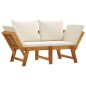 vidaXL Banco de jardín con cojines 2 en 1 madera maciza de acacia vidaXL Banco de jardín con cojines 2 en 1 madera maciza de acacia