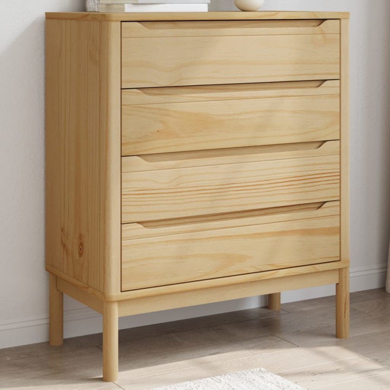vidaXL Cómoda cajonera FLORO madera maciza de pino marrón cera vidaXL Cómoda cajonera FLORO madera maciza de pino marrón cera