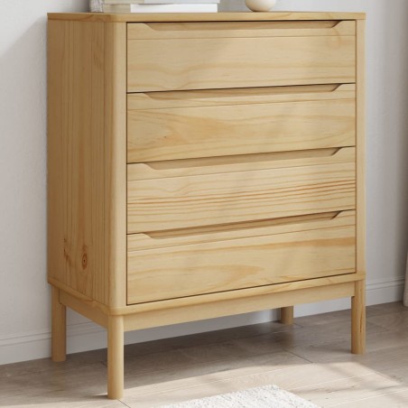 vidaXL Cómoda cajonera FLORO madera maciza de pino marrón cera