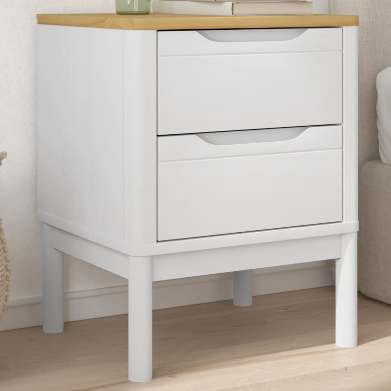 vidaXL Mesita de noche FLORO madera maciza de pino blanco 45x39x57 cm vidaXL Mesita de noche FLORO madera maciza de pino blanco 45x39x57 cm