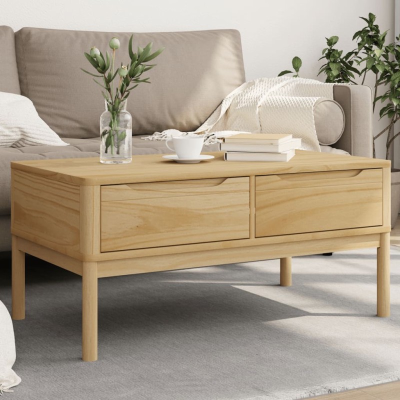vidaXL Mesa de centro FLORO madera de pino marrón cera 99x55,5x45 cm vidaXL Mesa de centro FLORO madera de pino marrón cera 99x55,5x45 cm